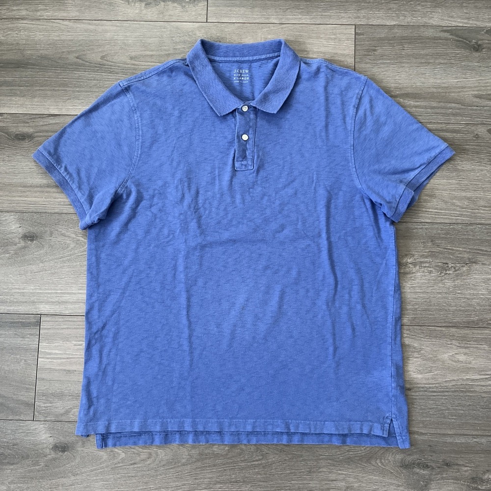 J CREW Slub Polo Mens XL Short Sleeve Shirt Blue Purple